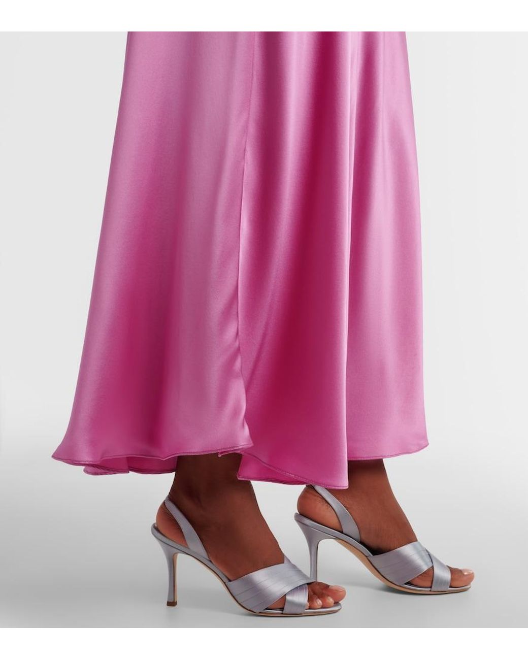 Rodarte Pink Lace-Trimmed Silk Maxi Dress