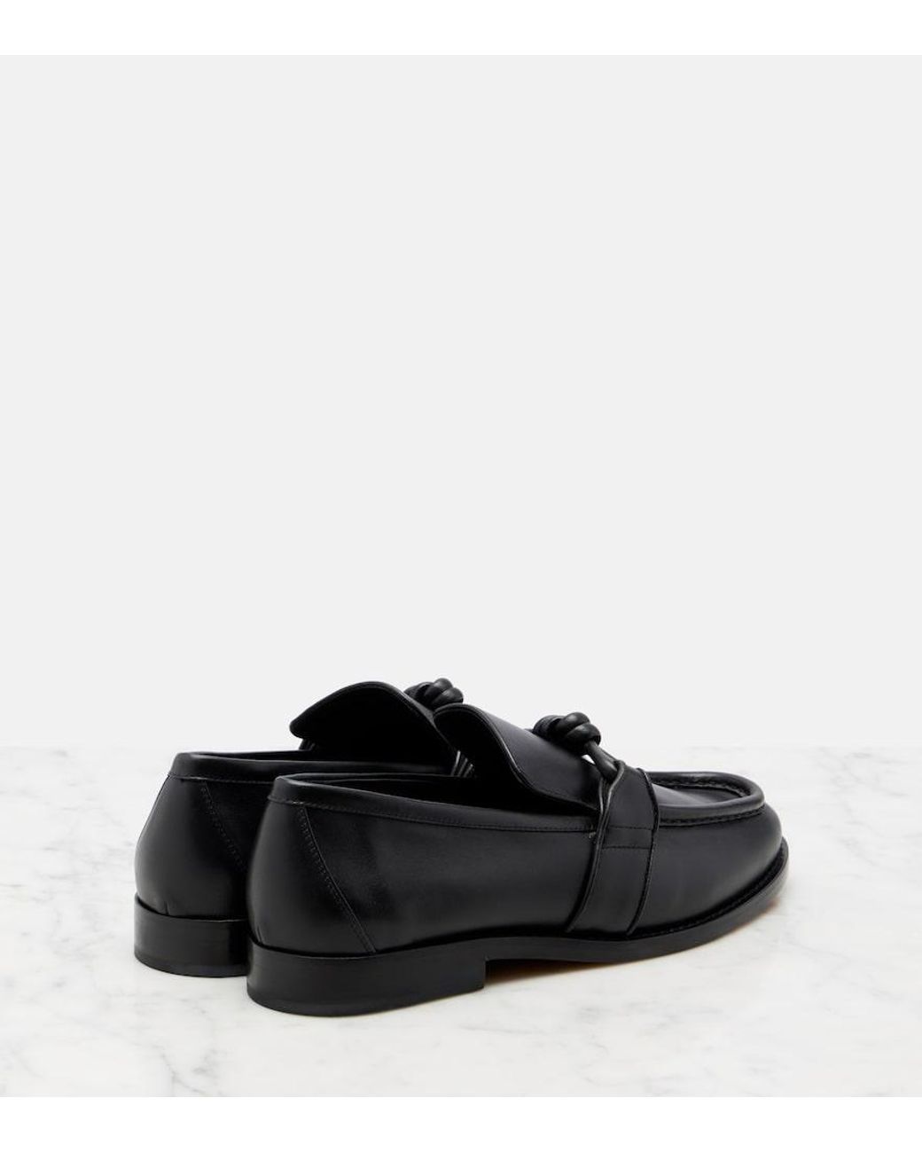 Bottega Veneta Black Astaire Knotted Leather Loafers