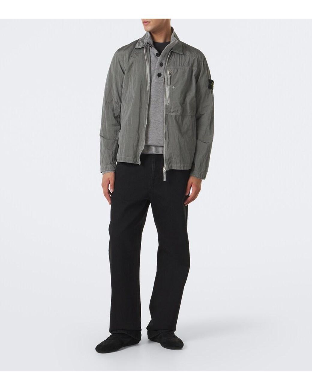 Stone Island Gray Compass Badge Wool-Blend Sweater for men