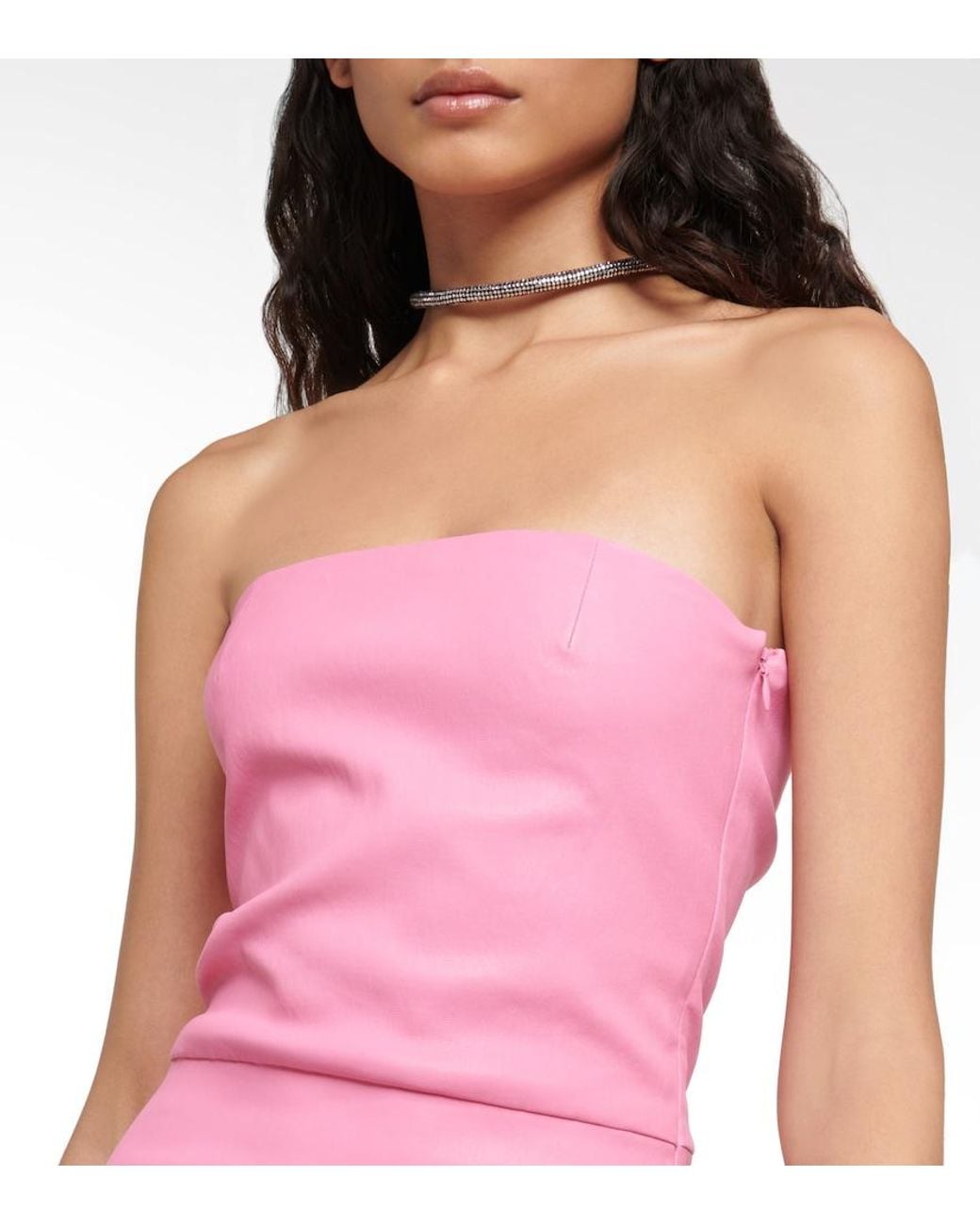 Stouls Pink Amina Strapless Leather Minidress