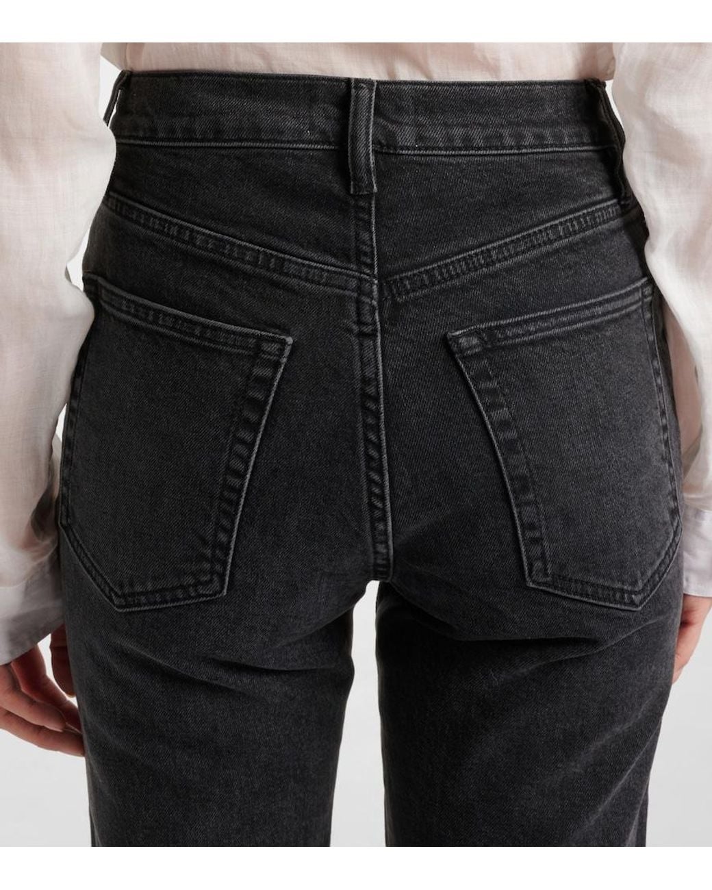 FRAME Blue Ruler Cropped Straight Jeans