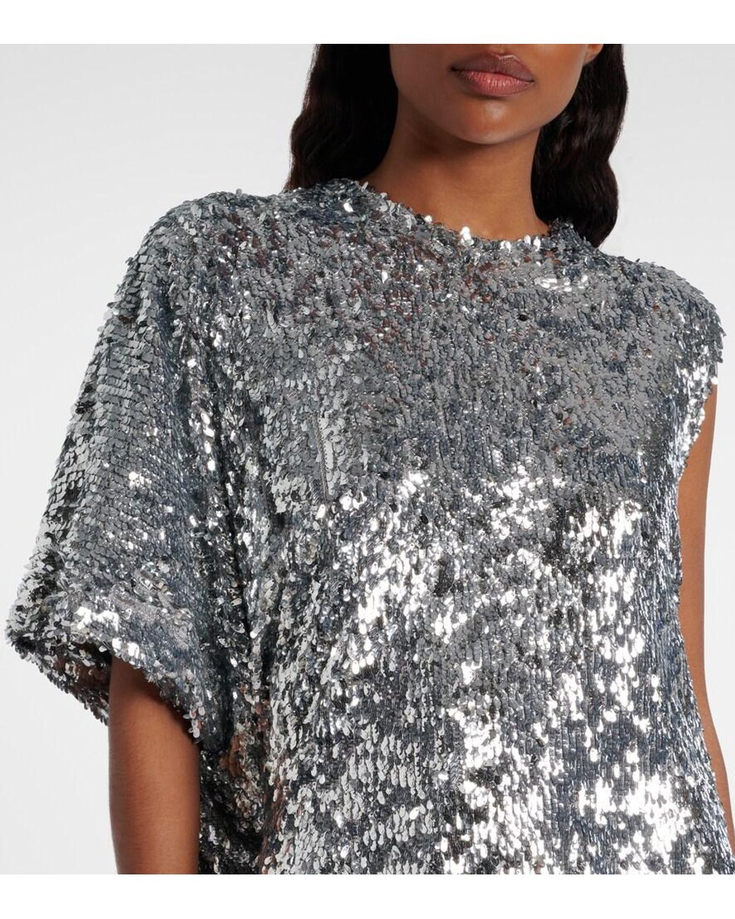 Coperni Gray Zero Waste Draped Sequined Minidress