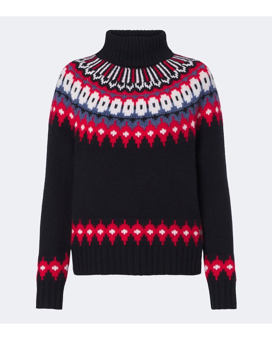 Bogner Red Ingrid Jacquard Cashmere Turtleneck Sweater