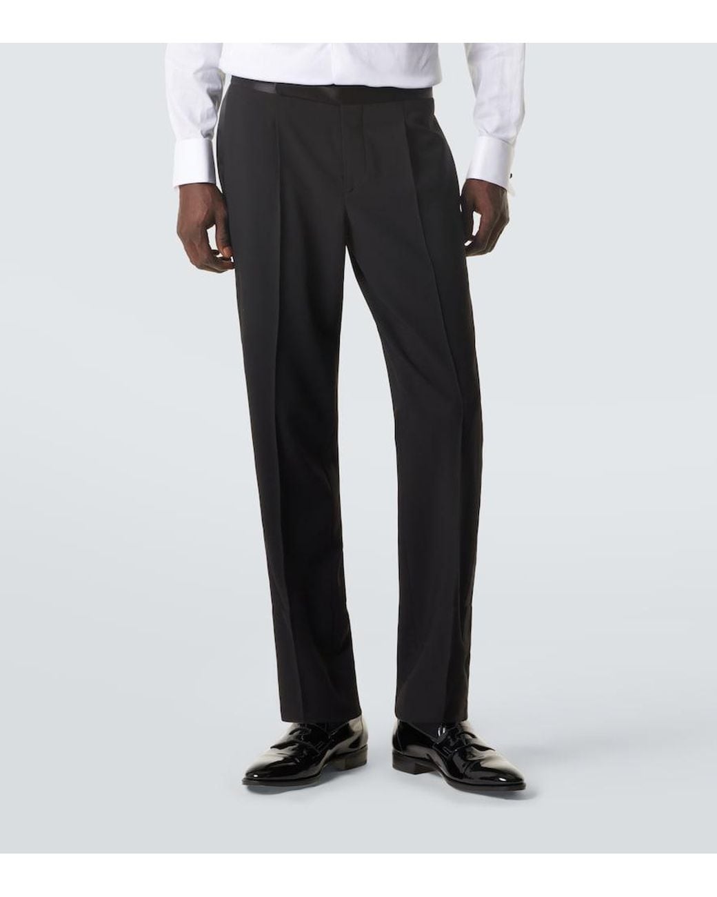 Giorgio Armani Black Virgin Wool Tuxedo Pants for men