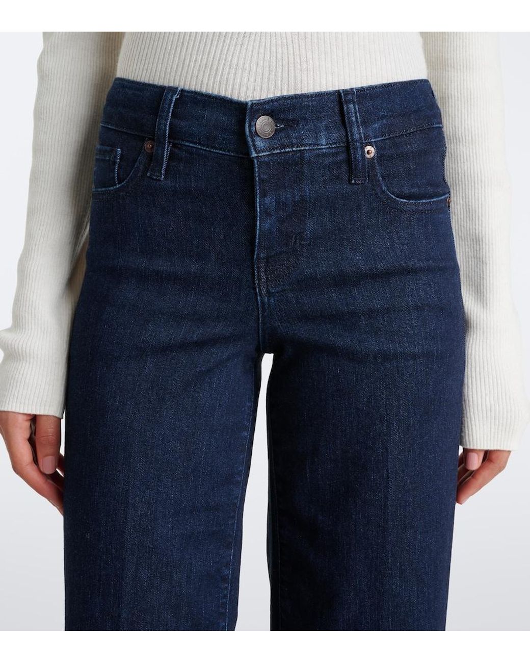 FRAME Blue Low Rise Wide-Leg Jeans