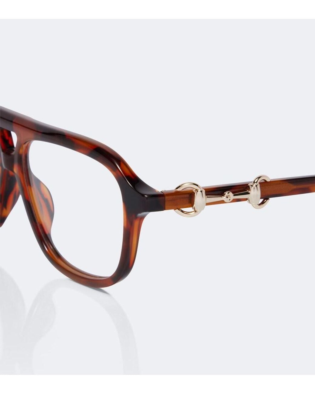 Gucci Brown Horsebit Navigator Glasses