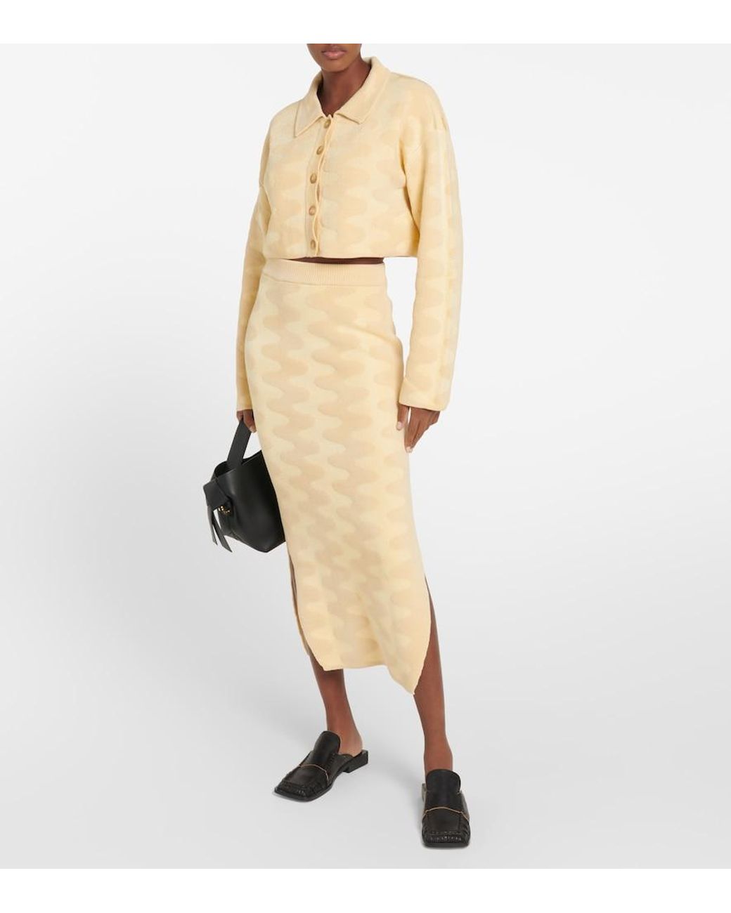 Nanushka Metallic Bria Jacquard Cotton-Blend Midi Skirt