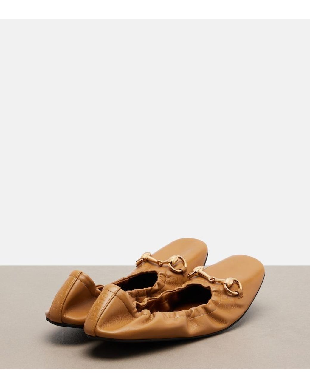 Gucci Brown Prima Horsebit Leather Ballet Flats