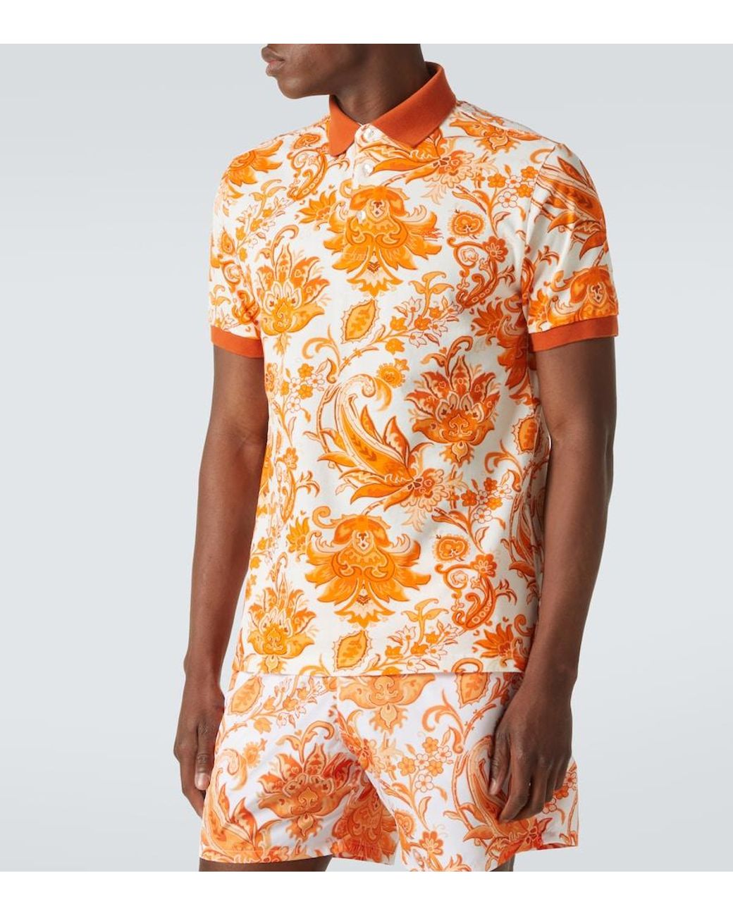 Polo De Algodon Estampado Etro de hombre de color Orange
