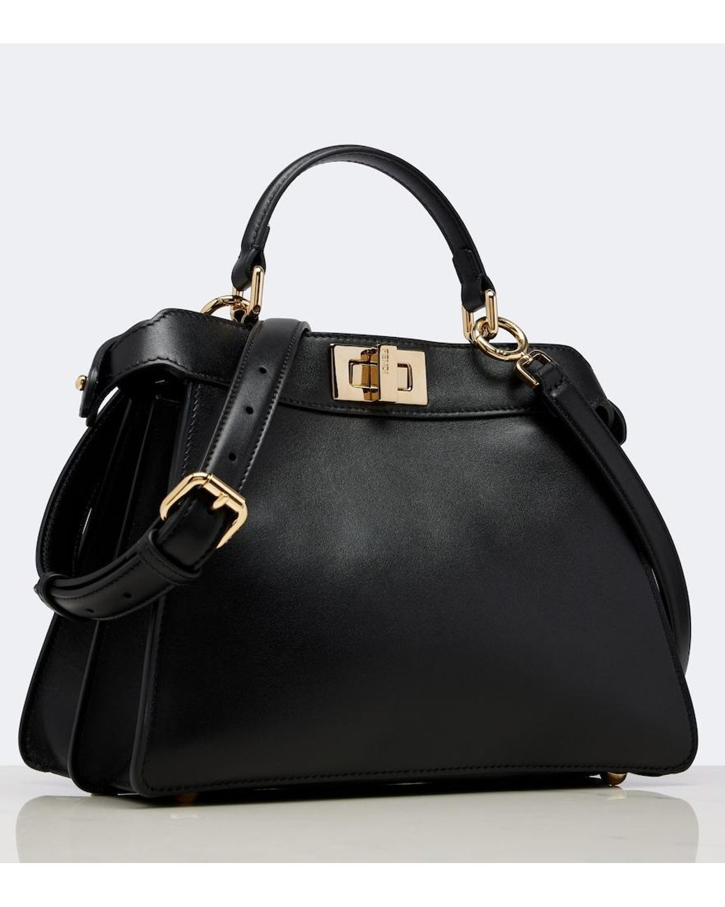 Fendi Black Peekaboo Small Leather Top-Handle Bag
