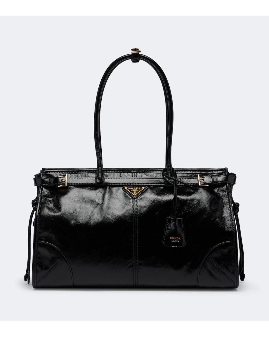 Prada Black Bonnie Large Leather Shoulder Bag