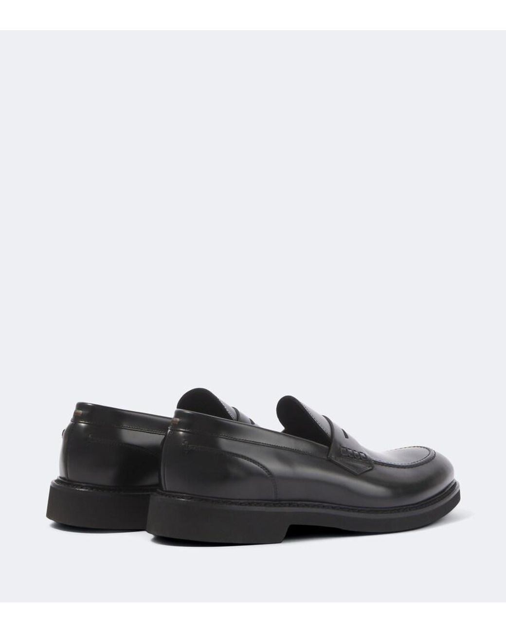 Canali Black Leather Penny Loafers for men