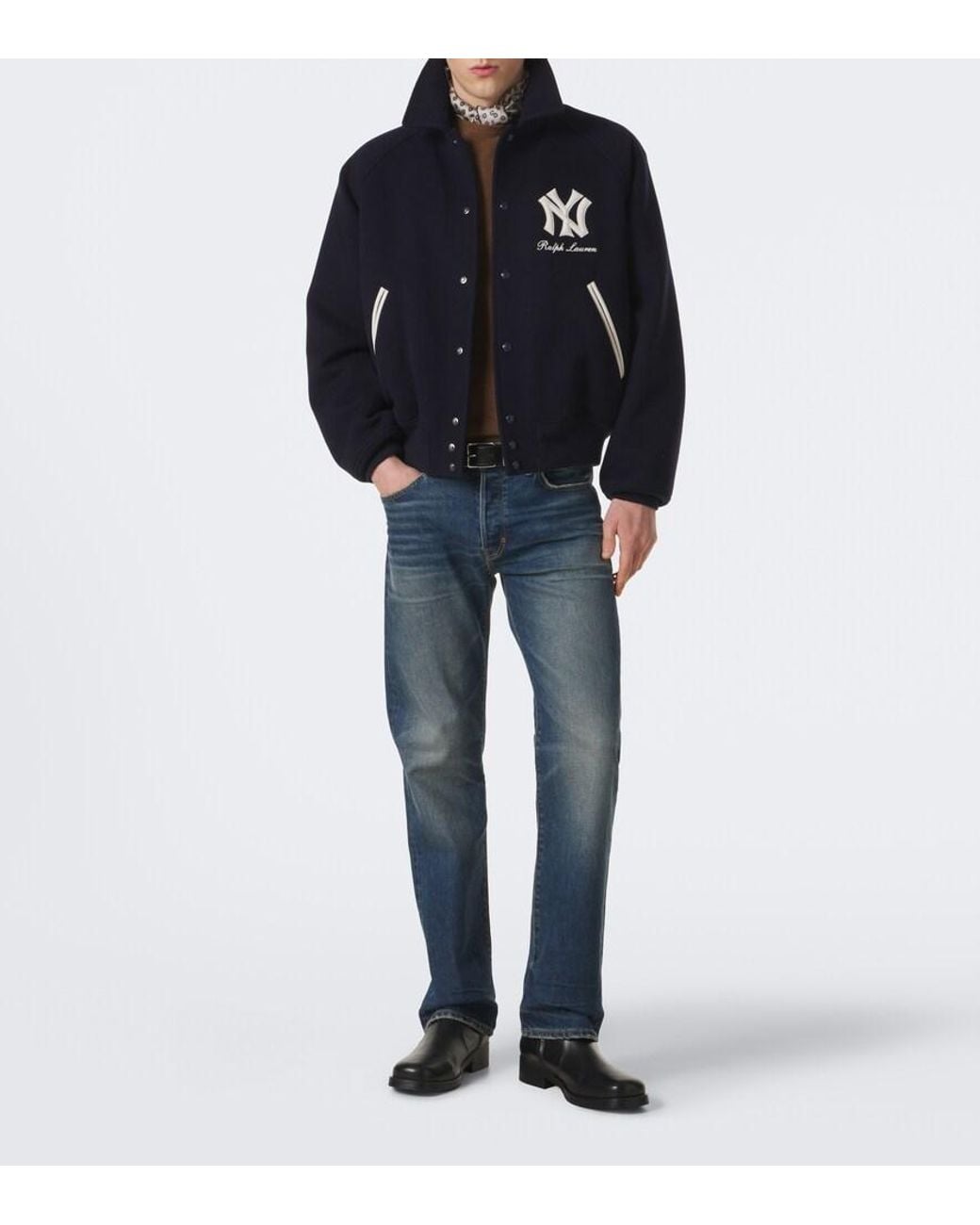Ralph Lauren Blue X Mlb Shearling-Lined Twill Blouson Jacket for men