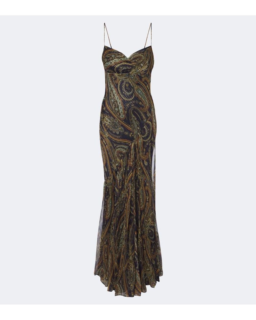 Etro Natural Paisley Silk-Blend Chiffon Gown