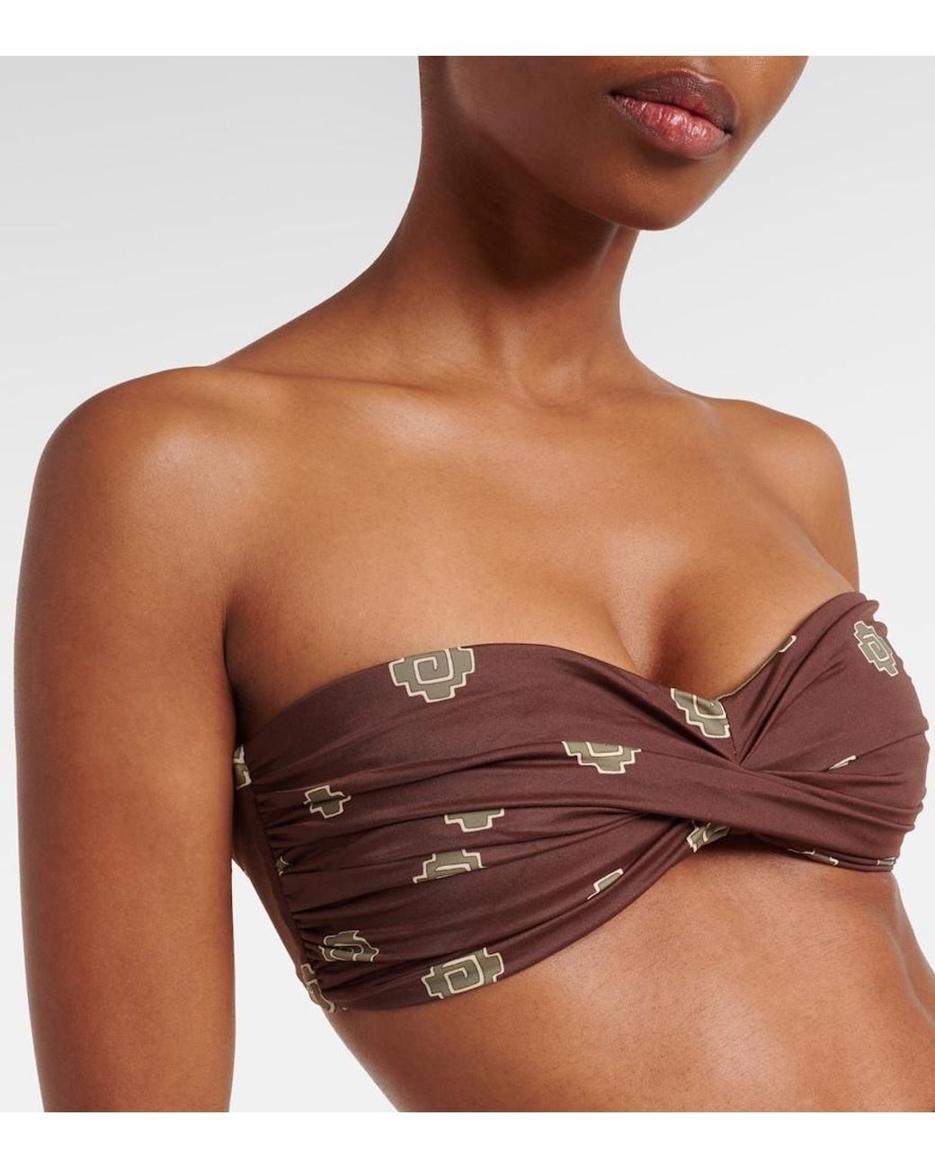 Johanna Ortiz Brown Sea Sprite Printed Bikini Top