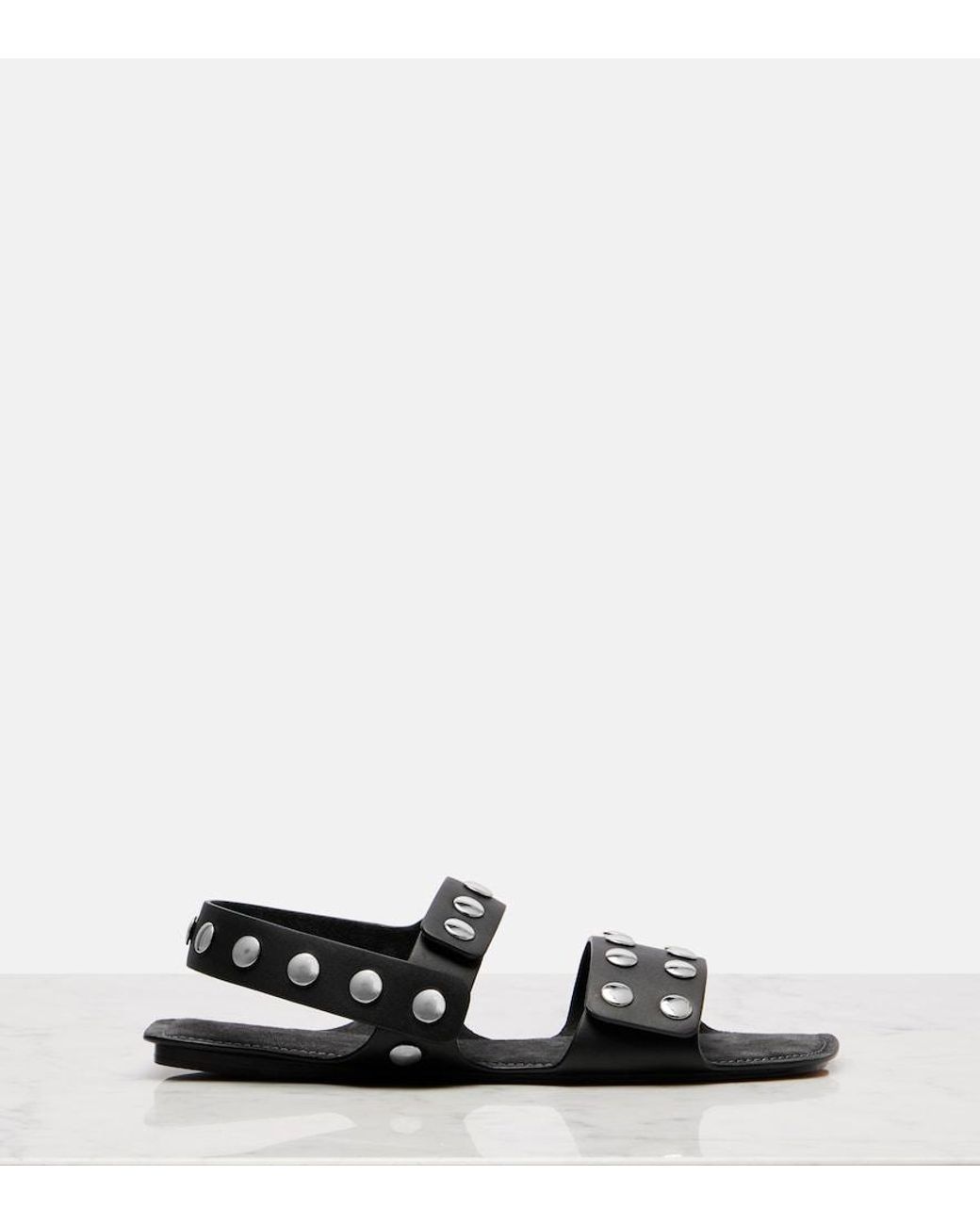 Khaite Black Boden Studded Leather Sandals