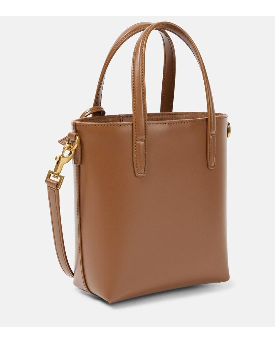 Saint Laurent Brown Fox-Coloured Leather Mini Shopping Bag