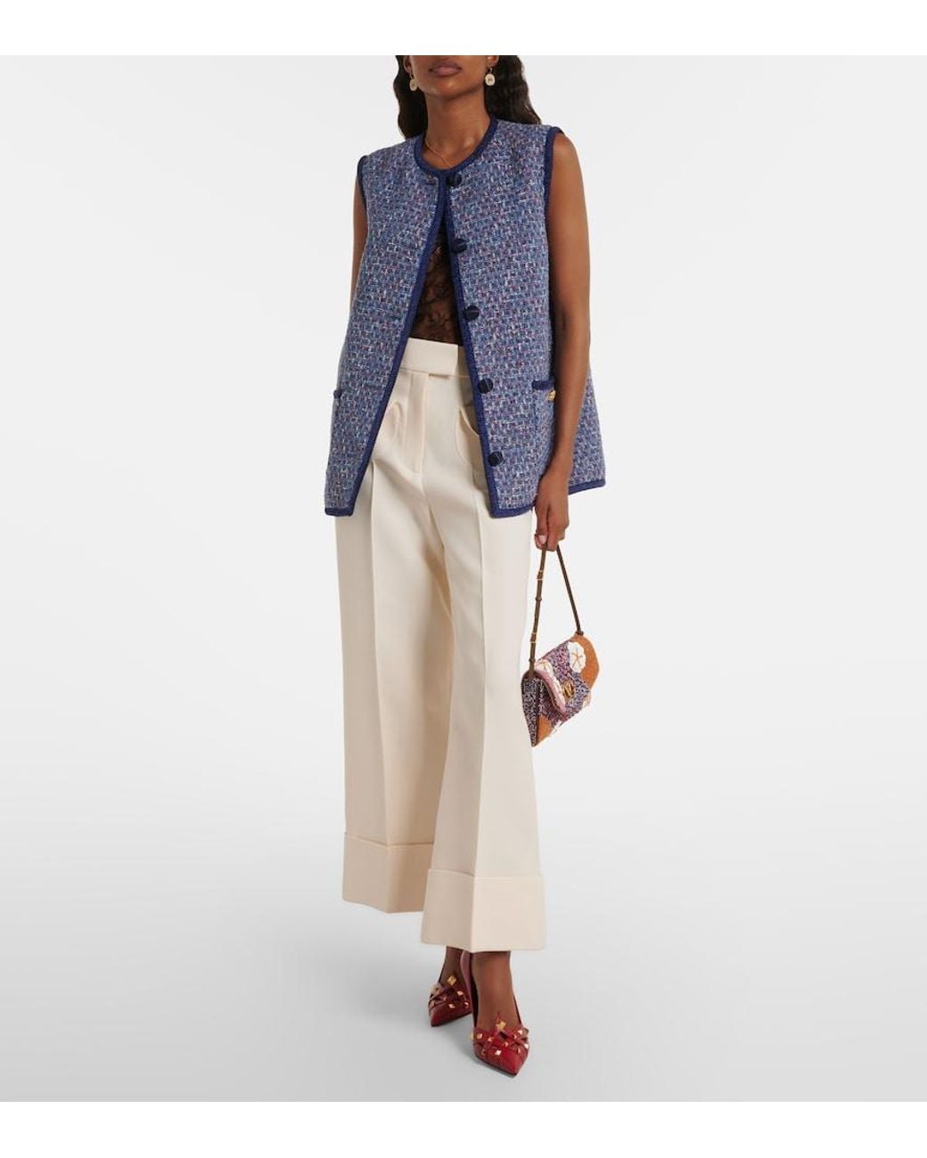 Valentino Garavani Blue Tweed Vest