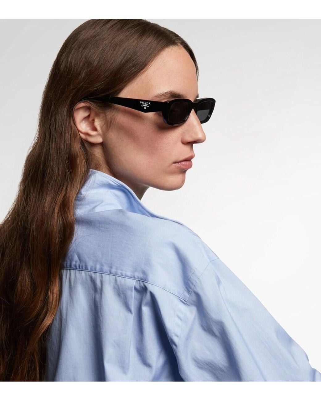 Prada Gray Rectangular Sunglasses