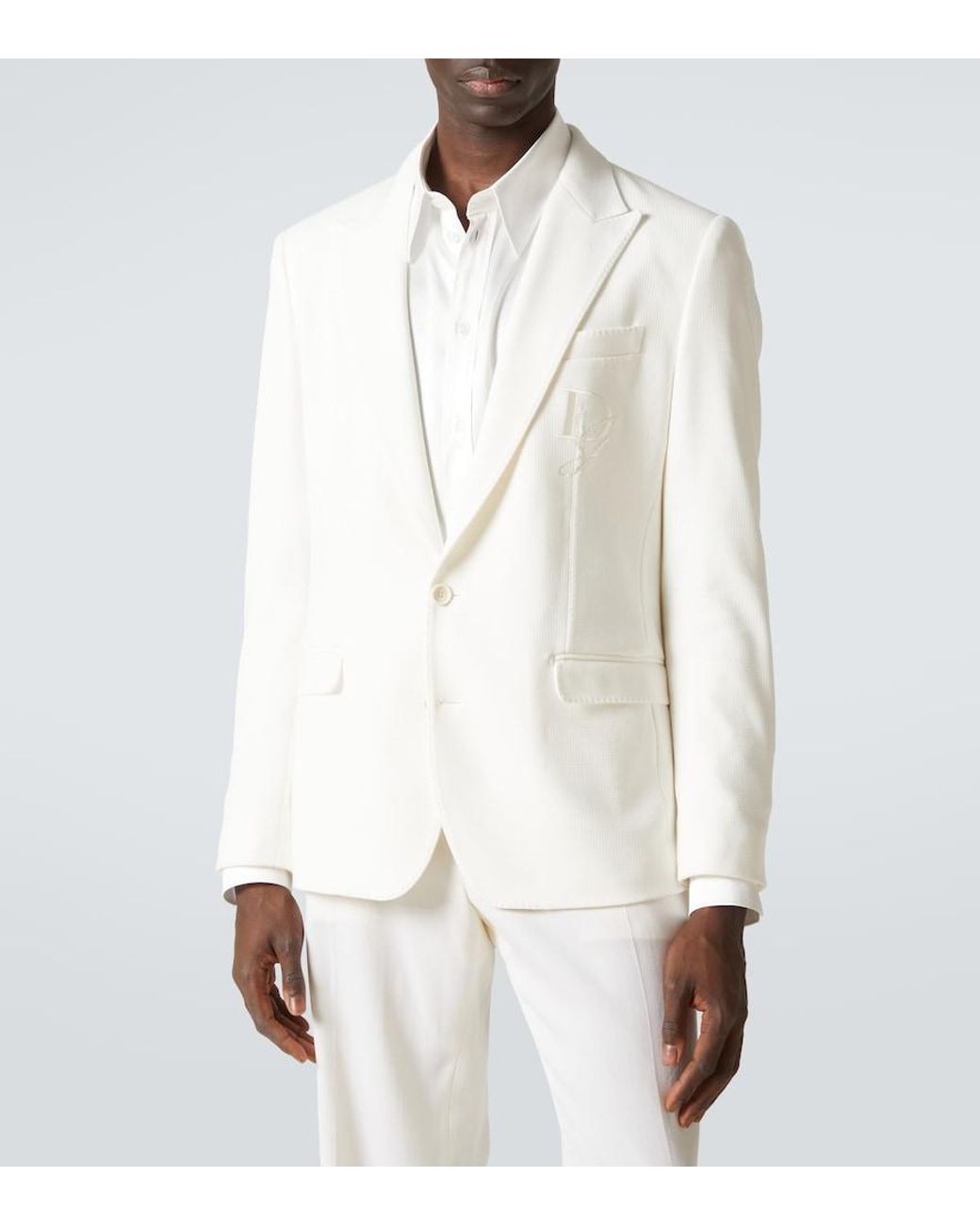 Dolce & Gabbana White Single-Breasted Blazer for men
