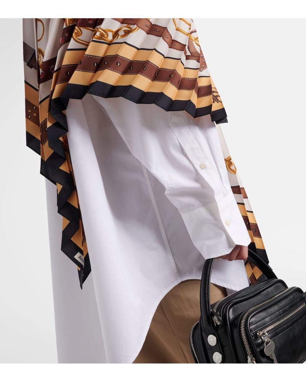 Acne White Dasca Scarf-Detail Cotton Poplin Shirt Dress