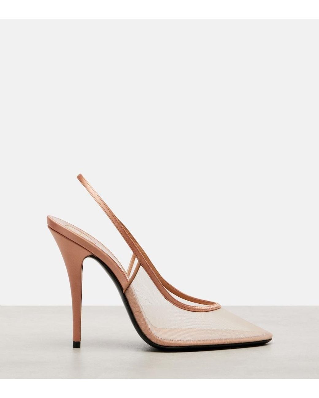 Saint Laurent White Anita 110 Mesh Slingback Pumps
