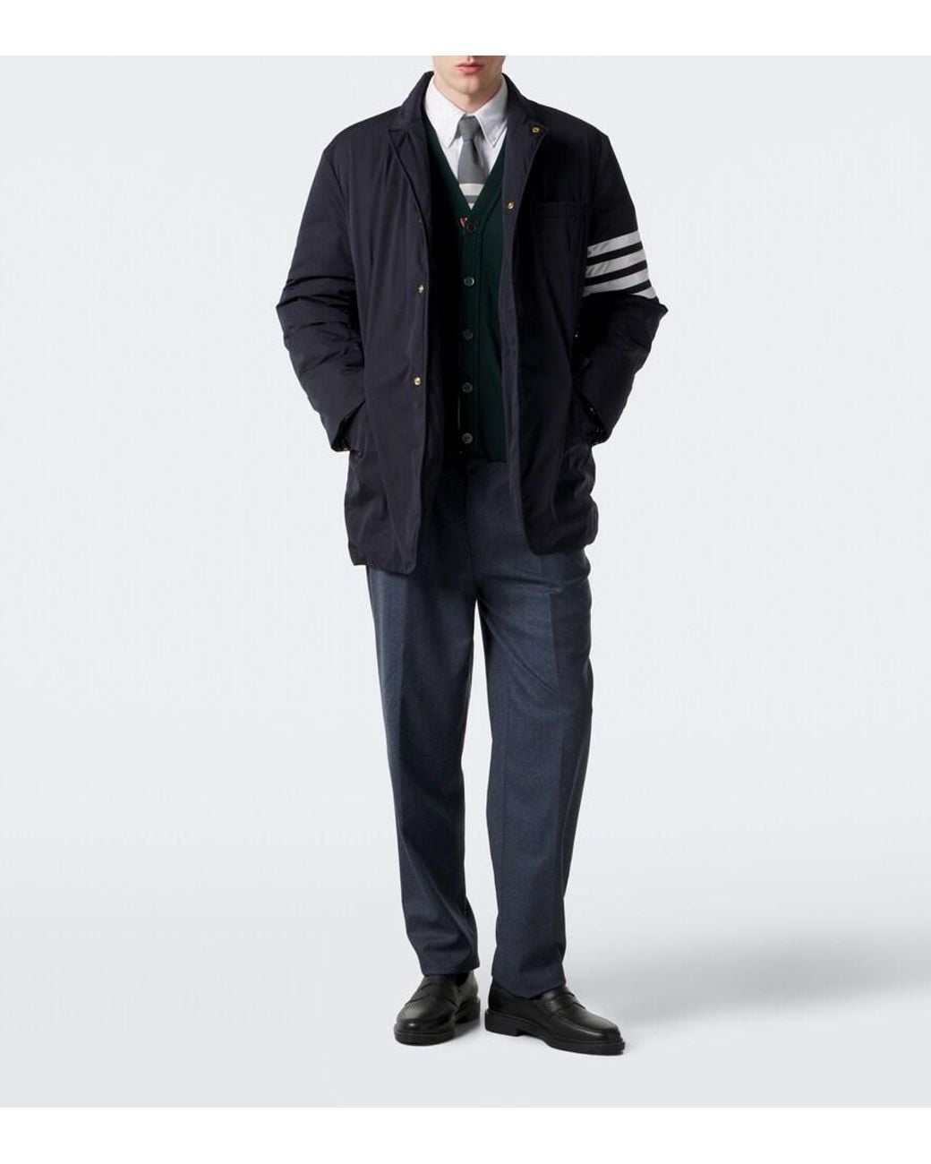 Thom Browne Green 4-Bar Virgin Wool Cardigan for men