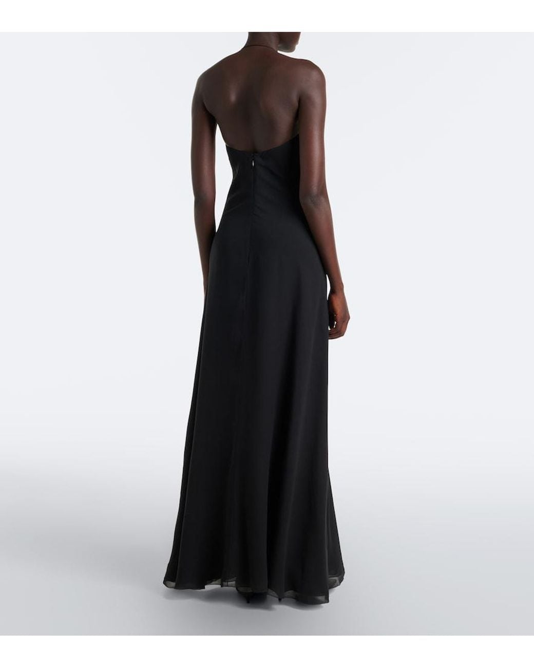 The Row Black Javier Silk Georgette Gown
