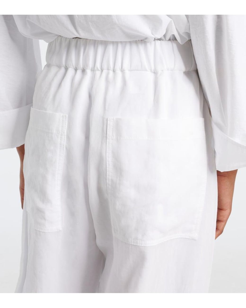 Brunello Cucinelli White Cotton Wide-Leg Pants