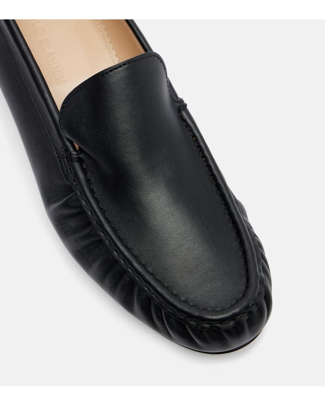 Manolo Blahnik Black Leonda Leather Loafers