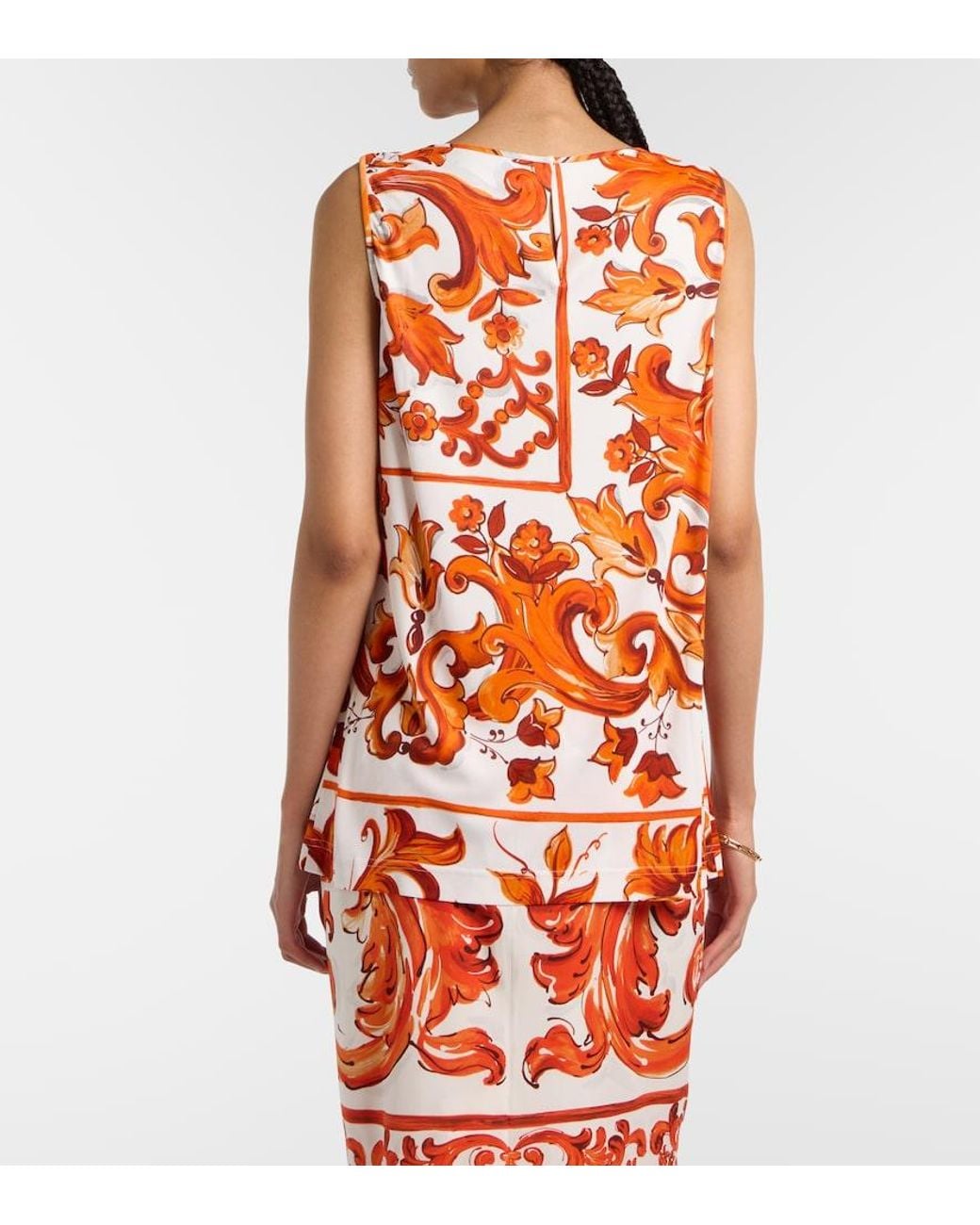 Dolce & Gabbana Orange Majolica Tank Top