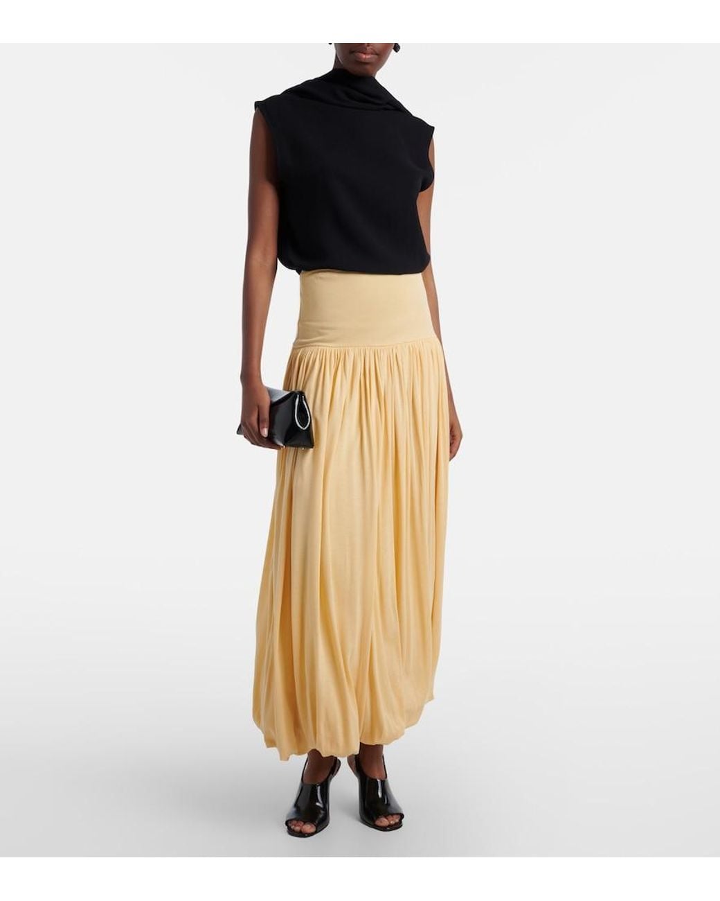 Totême Natural Gathered Jersey Midi Skirt