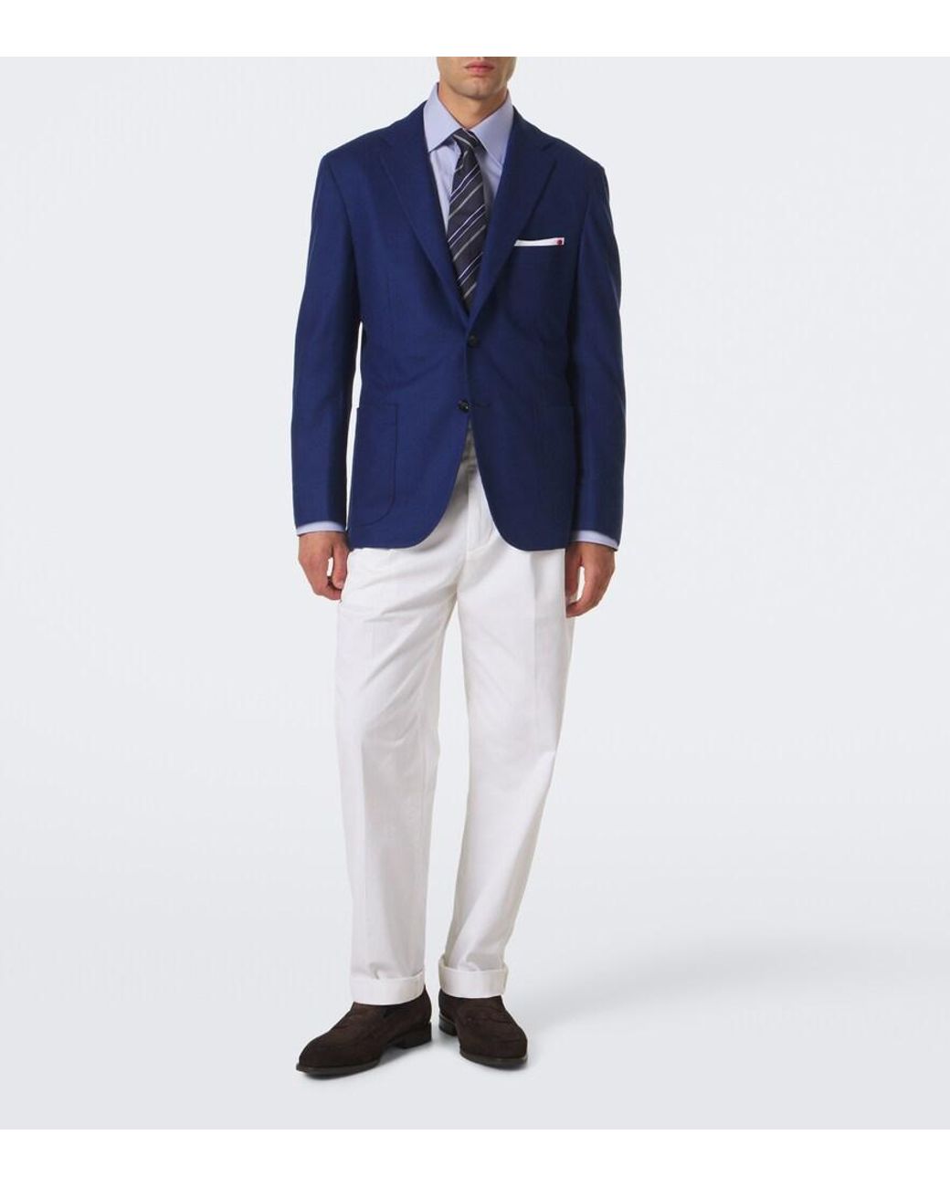 Kiton Blue Wool And Cashmere Blazer for men