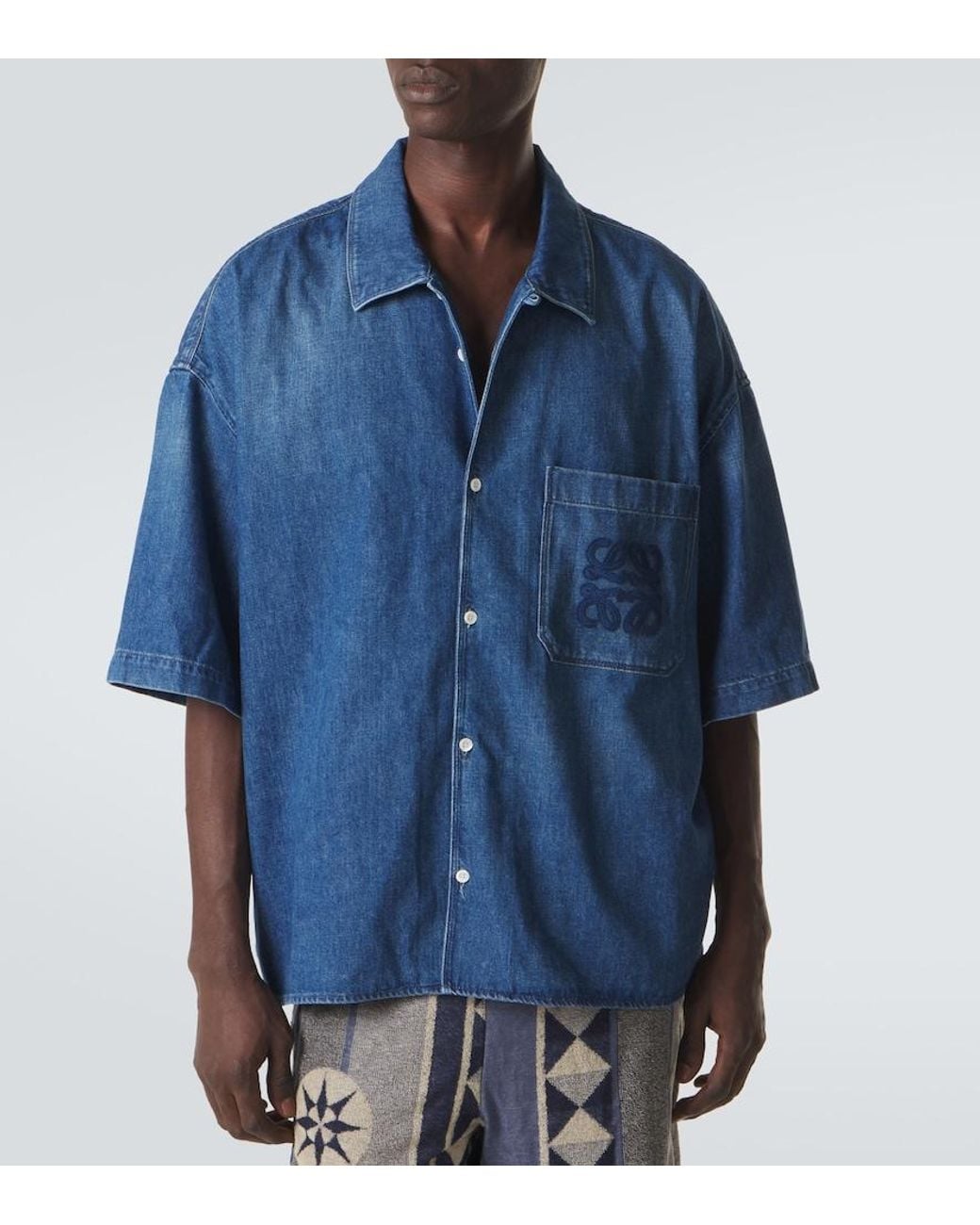 Loewe Blue Paula's Ibiza Denim Bowling Shirt for men