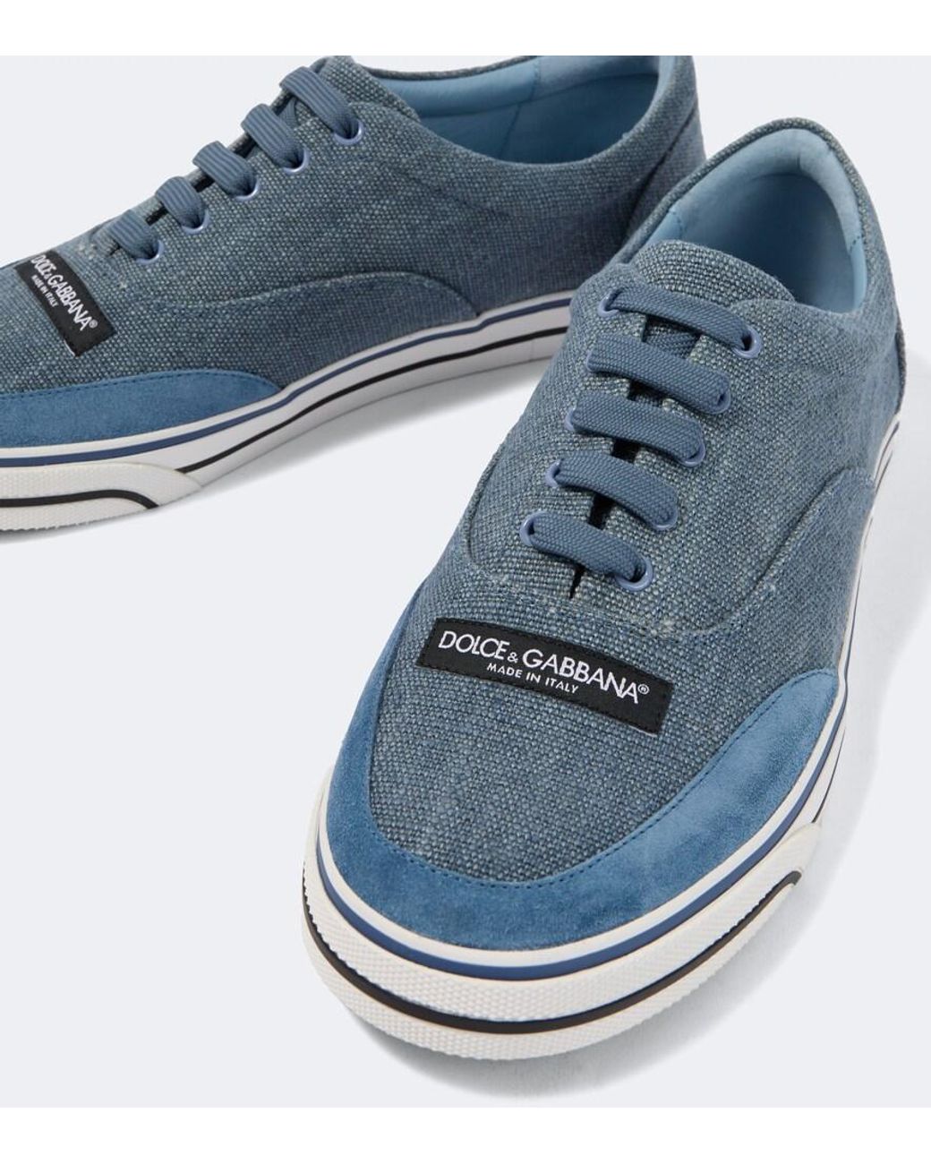 Dolce & Gabbana Blue Suede-Trimmed Sneakers for men