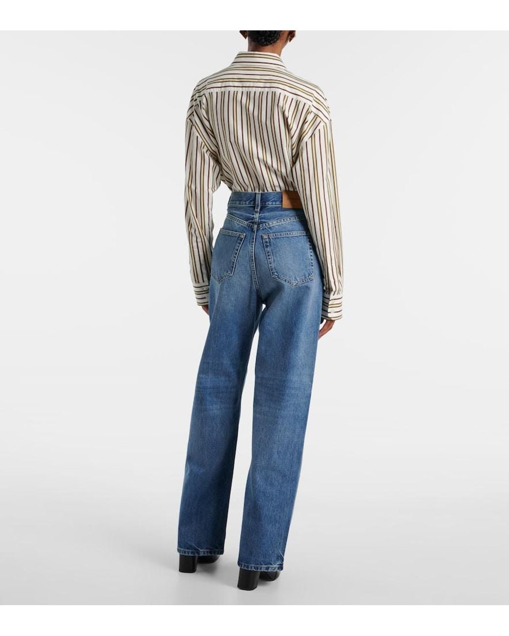Saint Laurent Blue V-Waist Wide-Leg Jeans