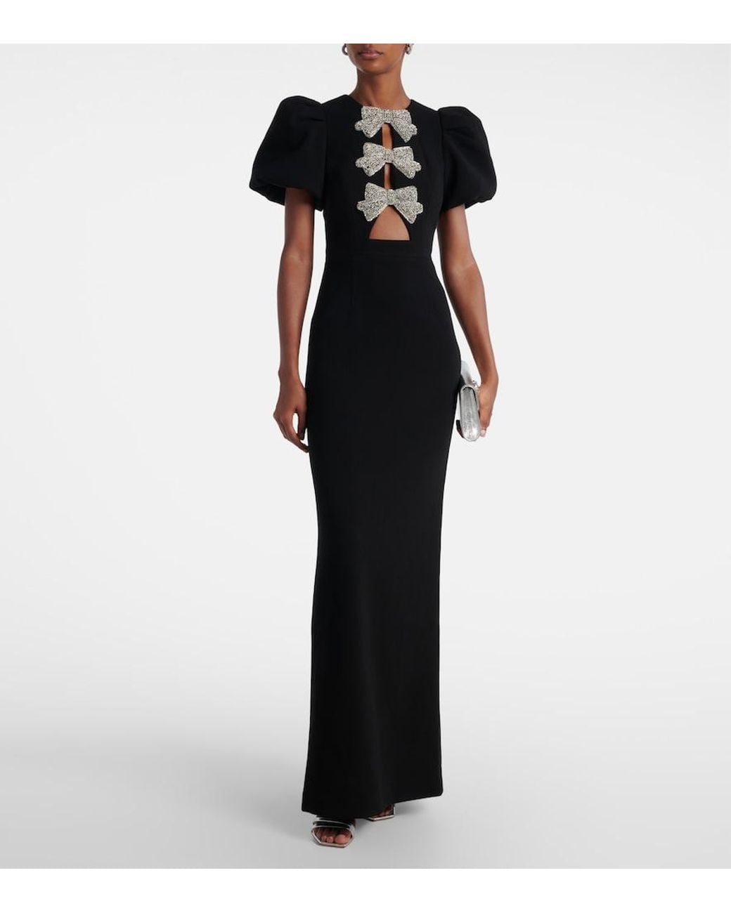 Rebecca Vallance Black Violetta Bow-Detail Gown