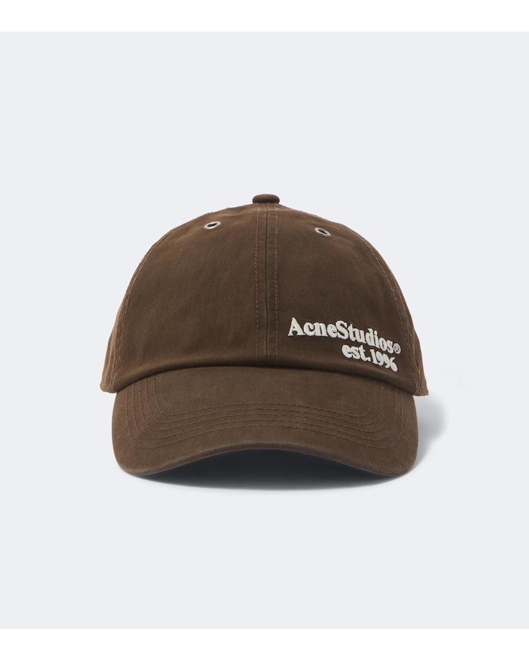 Acne Brown Logo Embroidered Canvas Baseball Cap for men