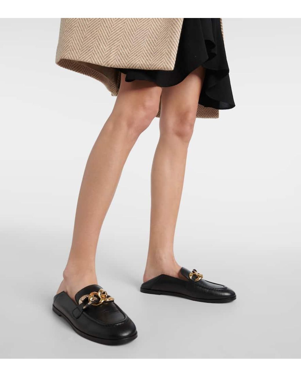 【関税込み】See by Chloe ブラック Chain Line ローファー See By Chloé Chain Line leather loafers See by Chloe