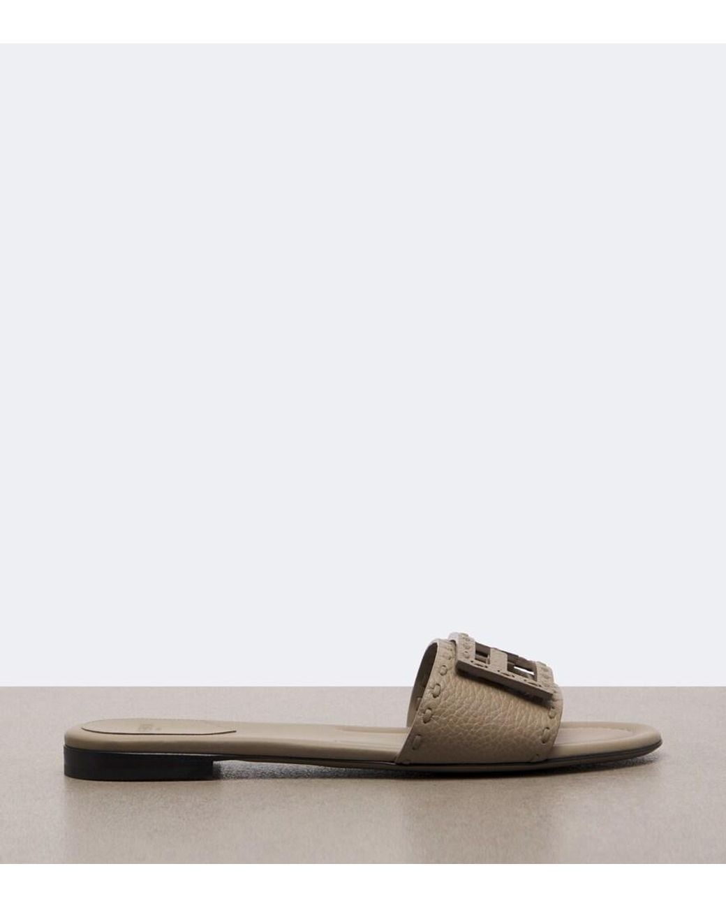 Fendi Brown Tube Ff Leather Slides