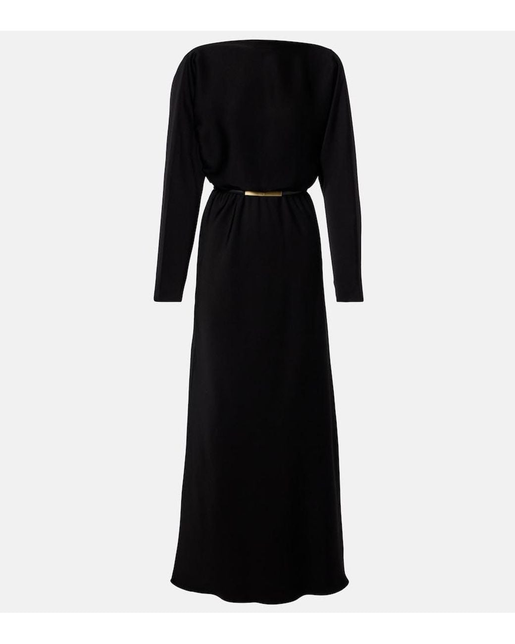 Max Mara Black Draped Satin Gown