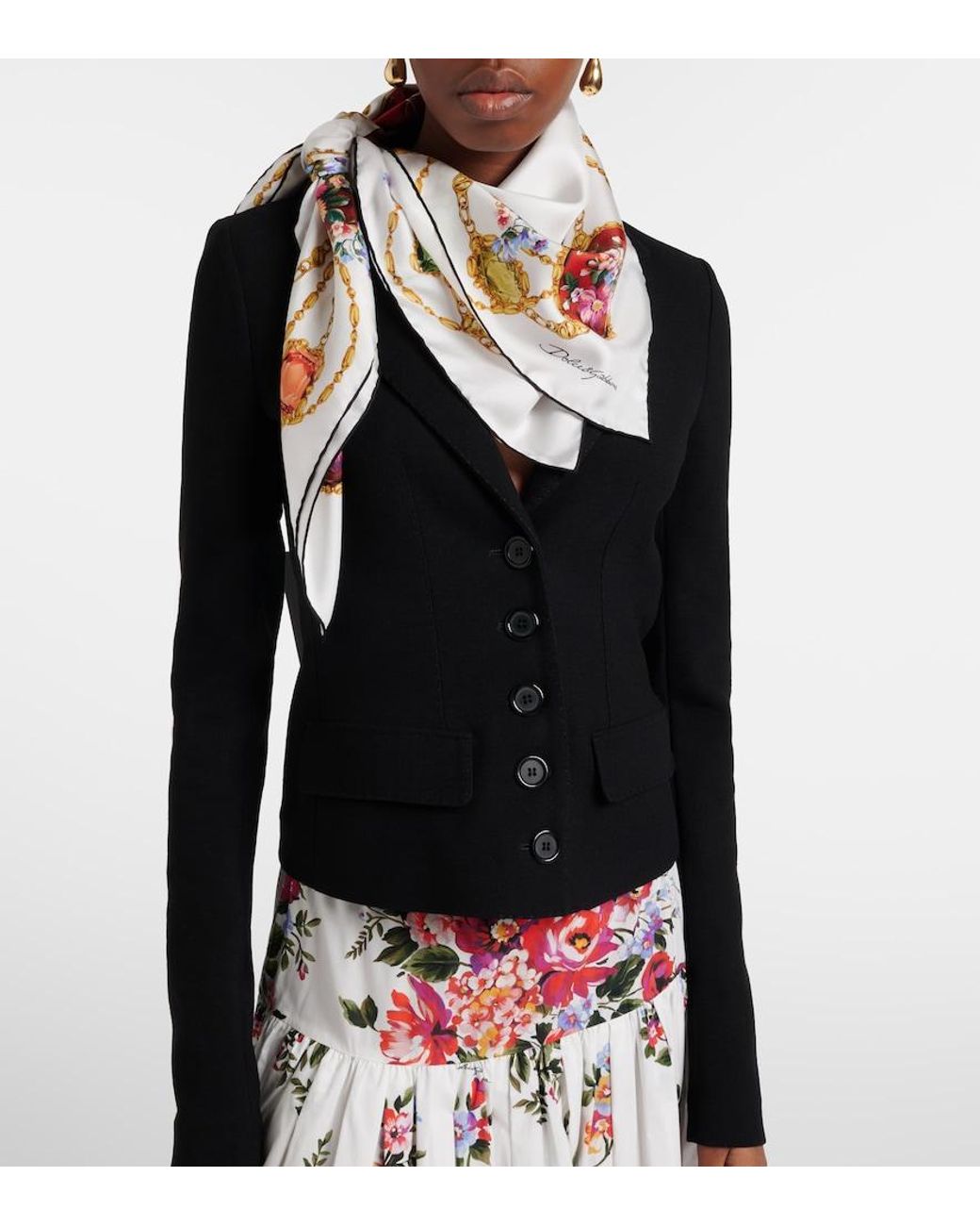 Dolce & Gabbana White Dg Silk Scarf