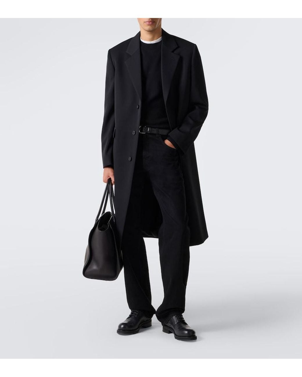 The Row Black Leather Derby Shoes for men