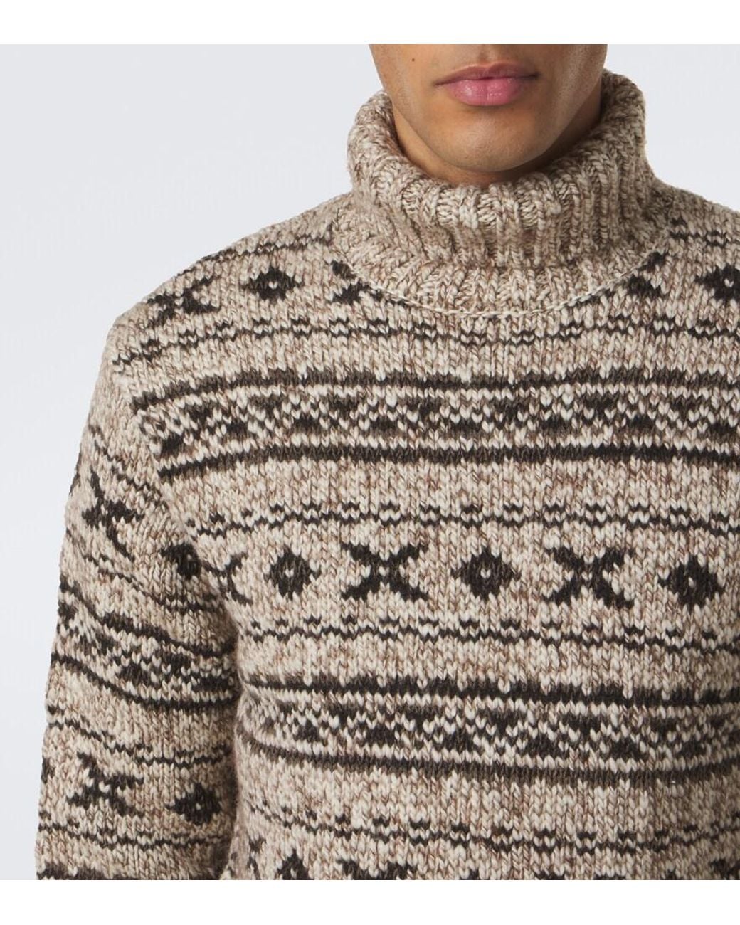RRL Brown Wool-Blend Turtleneck Sweater for men