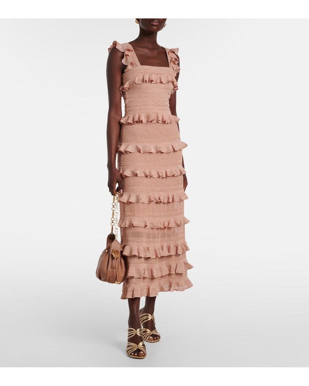 Zimmermann Pink Rebellion Ruffled Lame Top