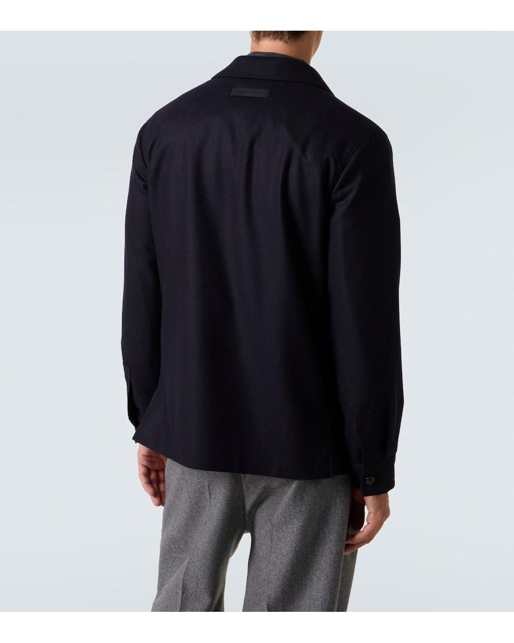 Zegna Blue Wool Overshirt for men