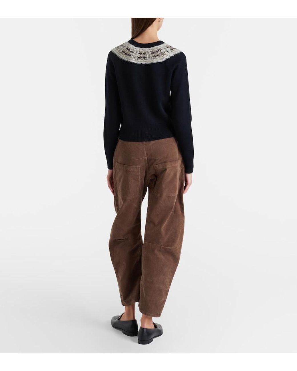 Nili Lotan Brown Shon Corduroy Barrel-Leg Pants