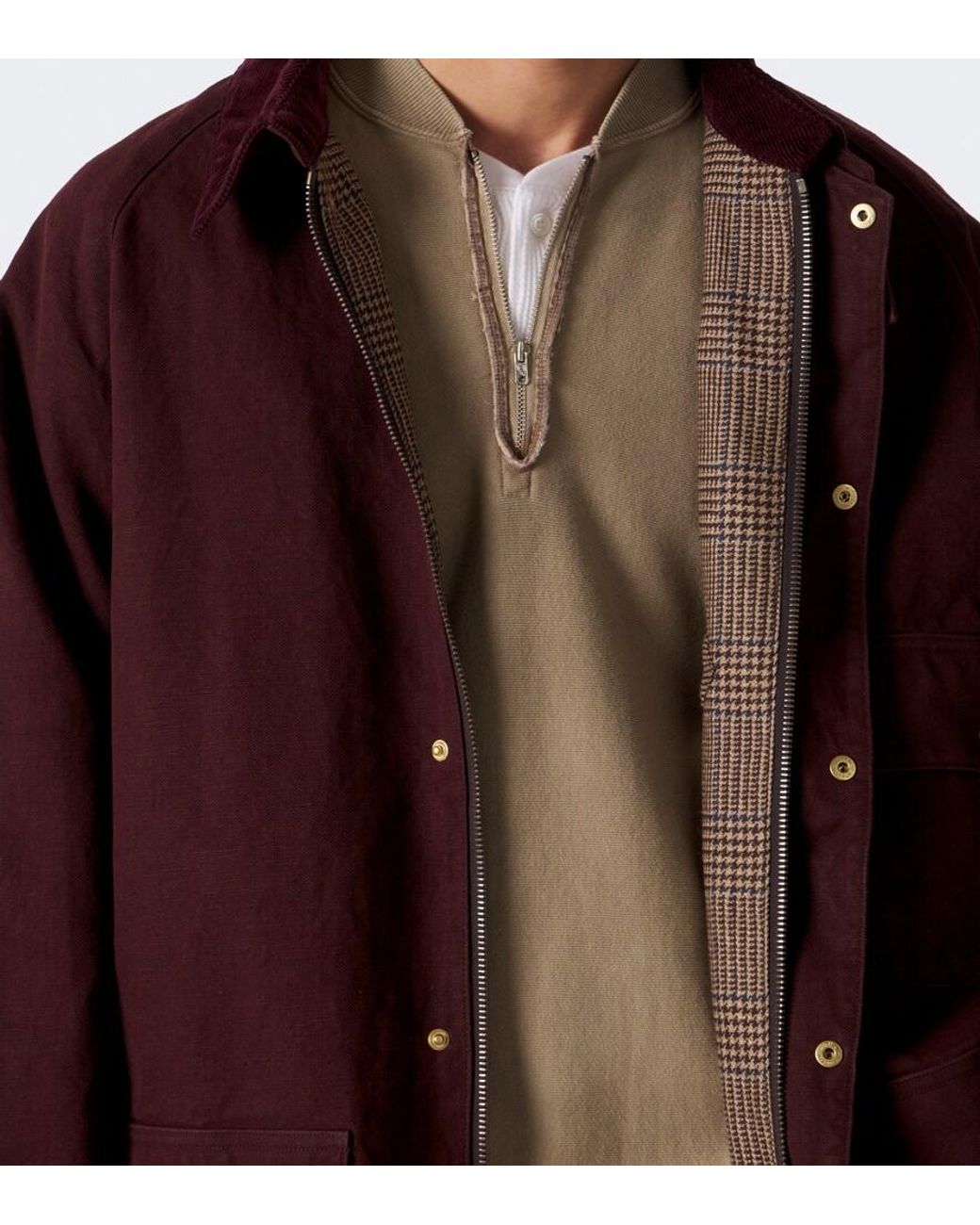 A.PRESSE Purple Cotton, Hemp, And Silk Field Jacket for men