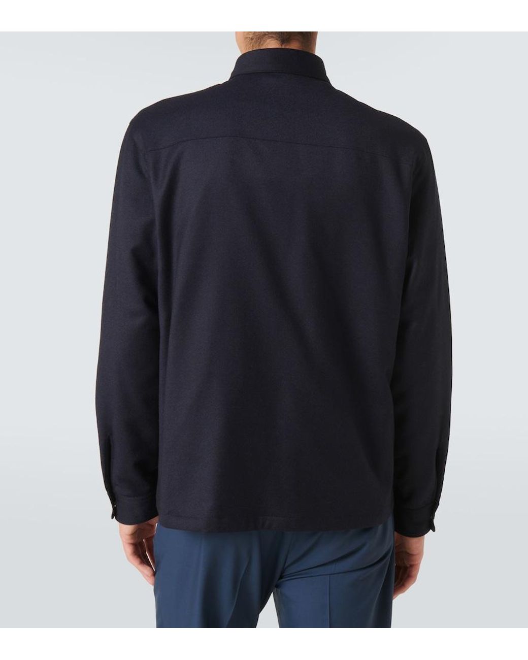 Zegna Blue Wool Overshirt for men