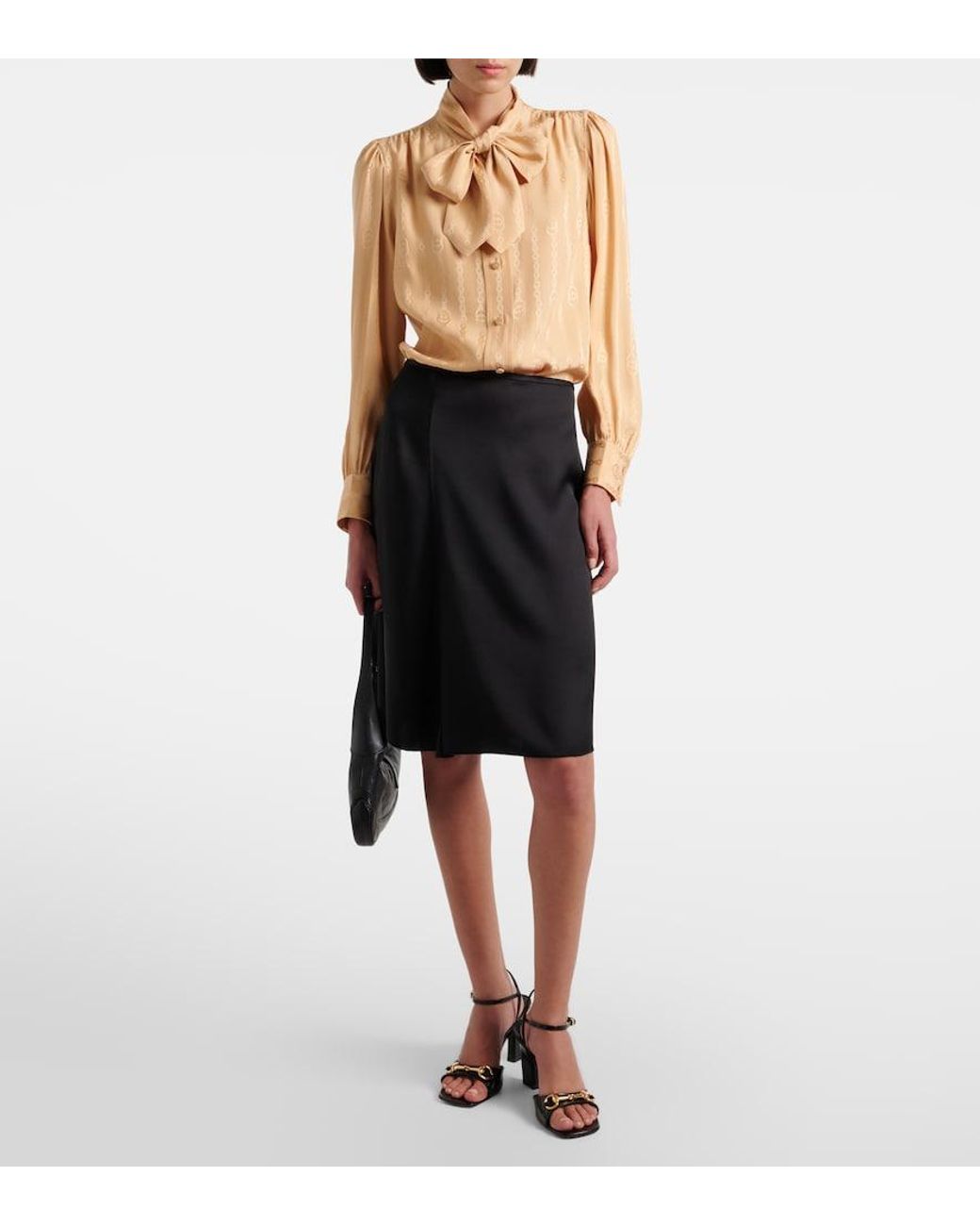 Gucci Black Silk Duchesse Wrap Skirt